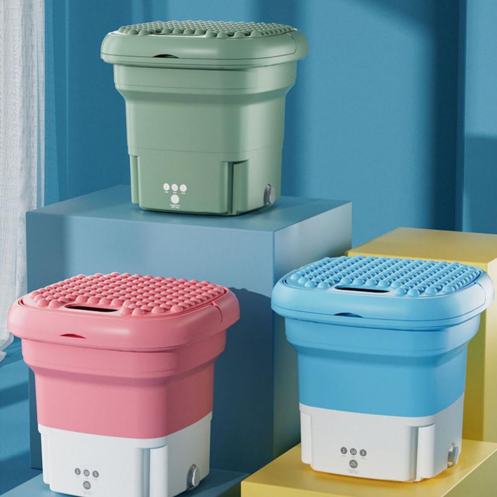 Portable Foldable Washing Machine US Plug Compact Size Low Noise Energy-saving Sock Baby Clothes Mini Washer Bathroom Supplies