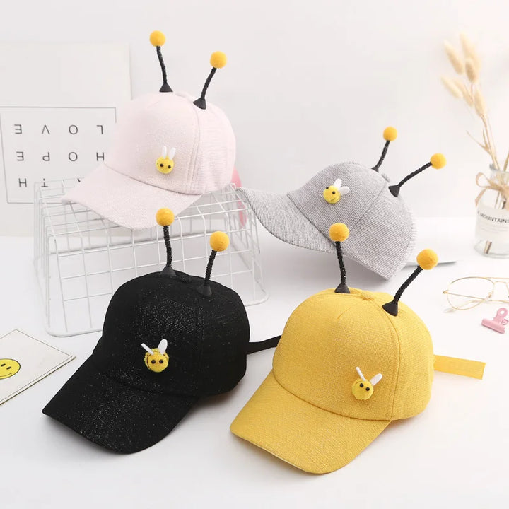 Children Baseball Cap For Girls Boys 3D Little Bee Adjustable Mesh 2024 Summer Kids Hip Hop Hat Sun Cap