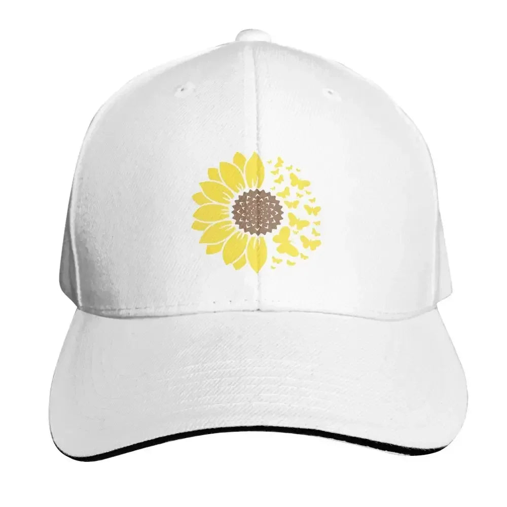 Sunflower & Butterflies Baseball Hat - Casual Hip-Hop Style