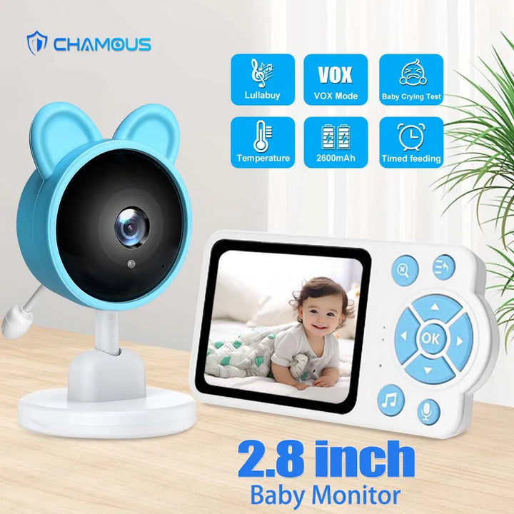 2.8 Inch Video Baby Monitor CCTV Camera 4X Zoom Audio Night Vision Surveillance Camera With Temperature Display Screen Babyphone