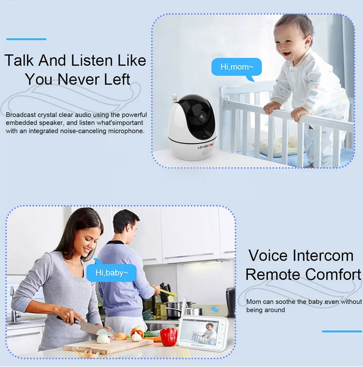 LS VISION 4.3 Inch Video Baby Monitor With Pan Tilt Camera 2.4G Wireless Two Way Audio Night Vision Security Cameras Babysitter