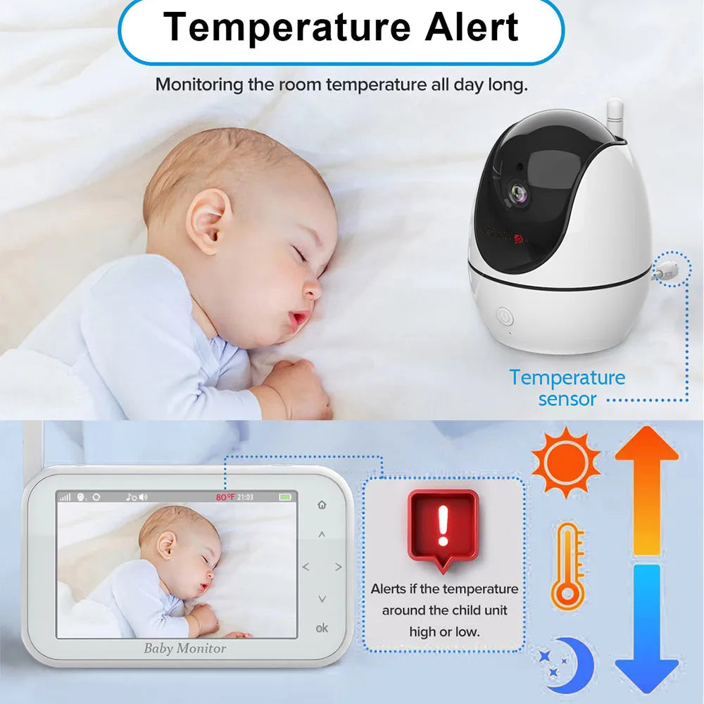 LS VISION 4.3 Inch Video Baby Monitor With Pan Tilt Camera 2.4G Wireless Two Way Audio Night Vision Security Cameras Babysitter