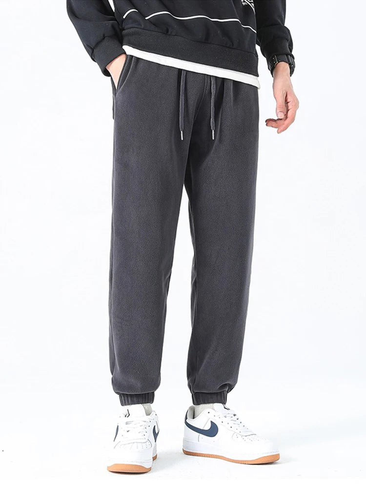 2024 New Winter Fleece Joggers Men Warm Sweatpants Double-Sided Velvet Loose Casual Pants Male Thick Thermal Trousers