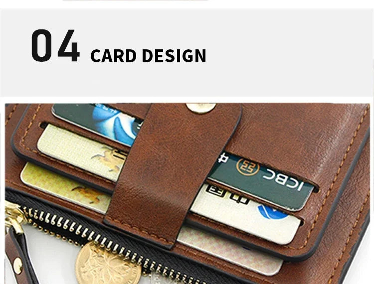 Men Fashion Credit ID Card Holder Wallet Male Slim Leather Wallets with Coin Pocket Luxury Brand Designer Brown Business Purse