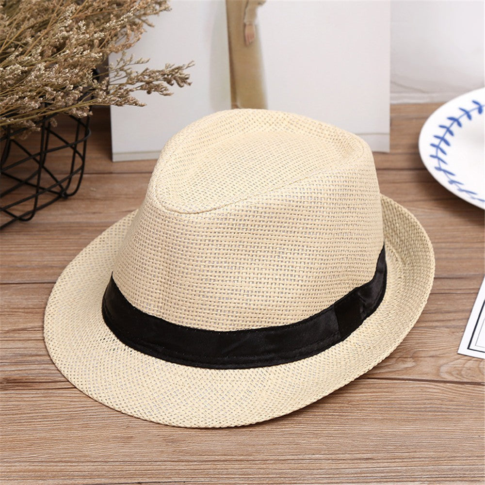 Children Kids Summer Beach Straw Hat Girls Boys Sunhat Jazz Panama Trilby Fedora Hat Gangster Cap Outdoor Breathable Hats кепка