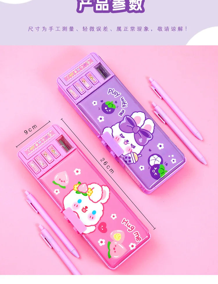 Multi Functional Stationery Box Smart Female Password Lock High Tech Pencil Case  Mechanism Bilayer Girls School Students