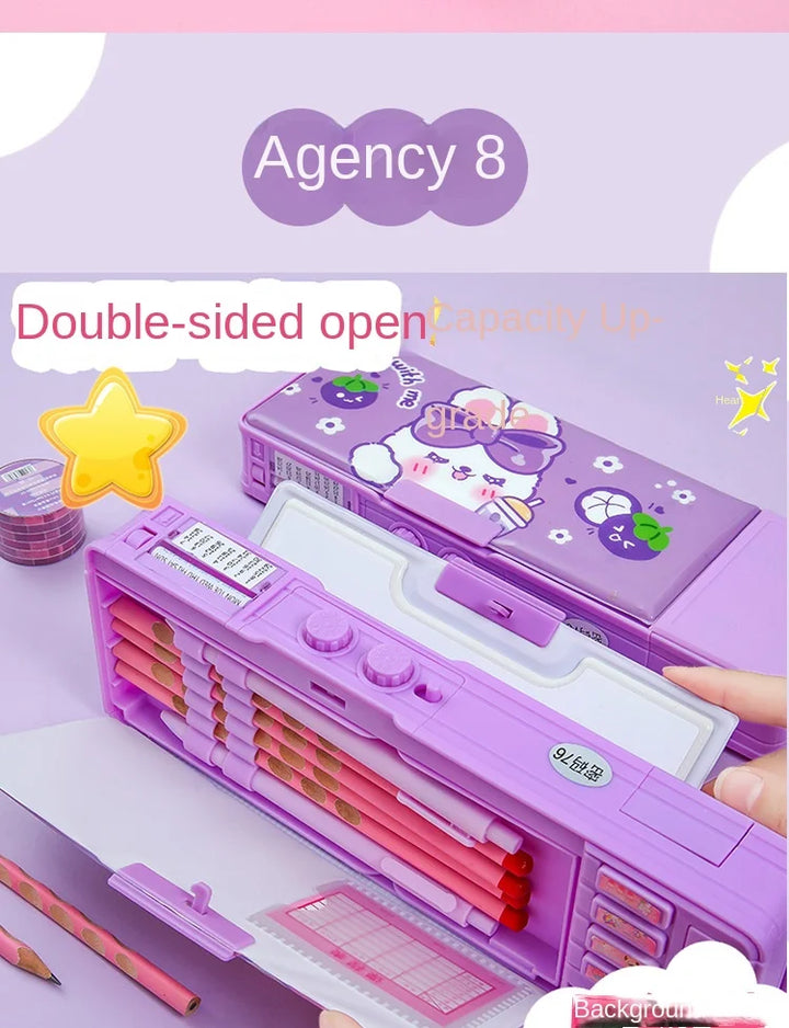 Multi Functional Stationery Box Smart Female Password Lock High Tech Pencil Case  Mechanism Bilayer Girls School Students