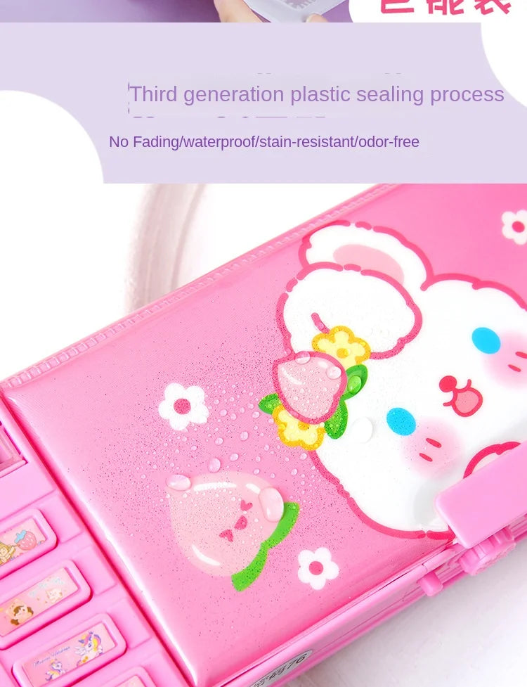 Multi Functional Stationery Box Smart Female Password Lock High Tech Pencil Case  Mechanism Bilayer Girls School Students