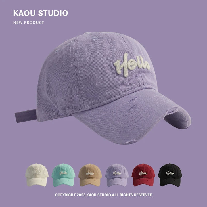 Spring and Summer Sunshade cute Baseball Caps for Women Japanese Fresh Student Sports Versatile Curved Brim Hole Men's Hats