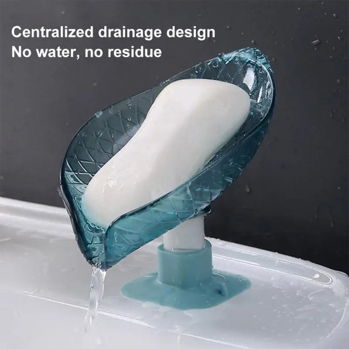 1PC Leaf-shaped Soap Dish Punch-free Soap Dish Sponge Holder Wall-mounted Soap Box Bathroom Suction Cup Drain Portable Soap Box