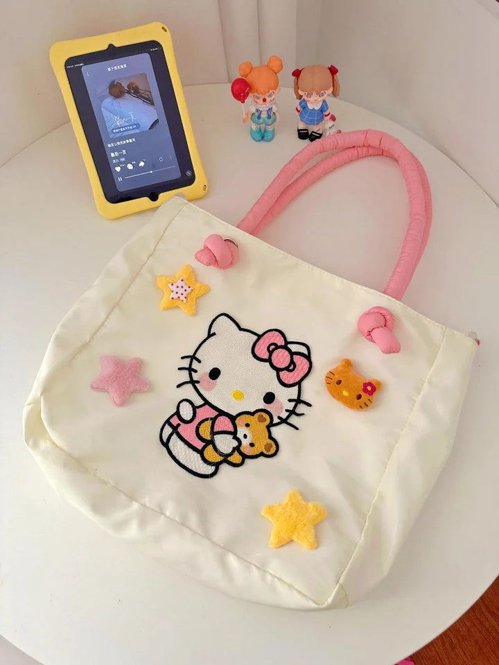 Kawaii Hello Kitty Y2K Fashion Soft Shoulder Bags Cute Cartoon Versatile Large Capacity Tote Handbags Birthday Gifts Girls Women