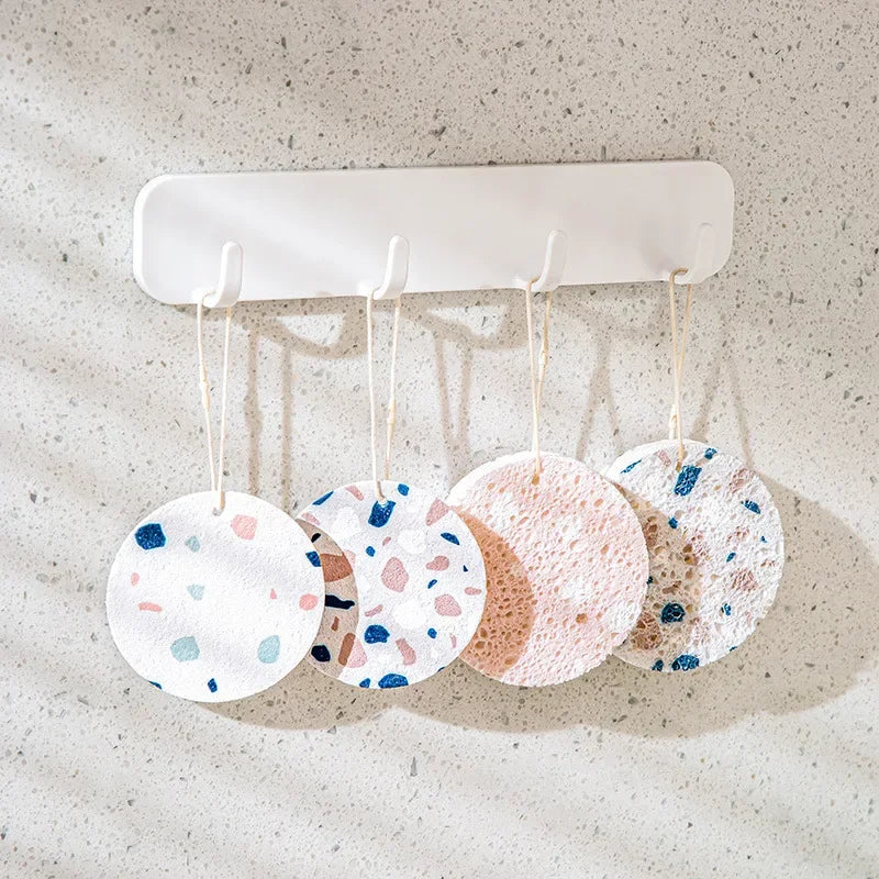 1pcs Compressed Sponge Brush Dishwashing Wood Pulp Wipe Oil Stains Add Foam Rag Household Cleaning Tools Hanging Rope Storage