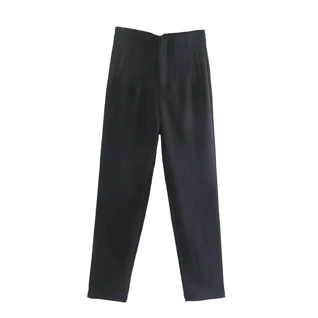 Women Elegant Solid Pencil Pants High Waist Casual Pants