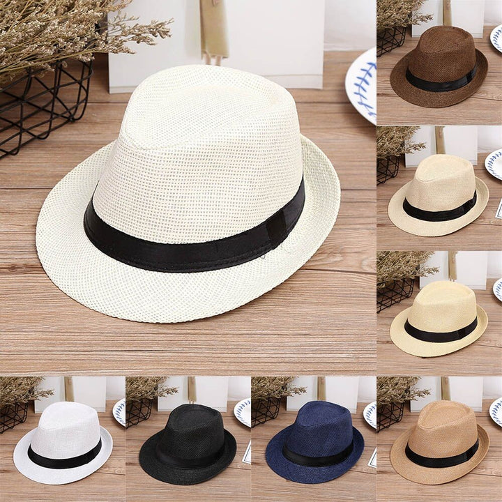 Children Kids Summer Beach Straw Hat Girls Boys Sunhat Jazz Panama Trilby Fedora Hat Gangster Cap Outdoor Breathable Hats кепка