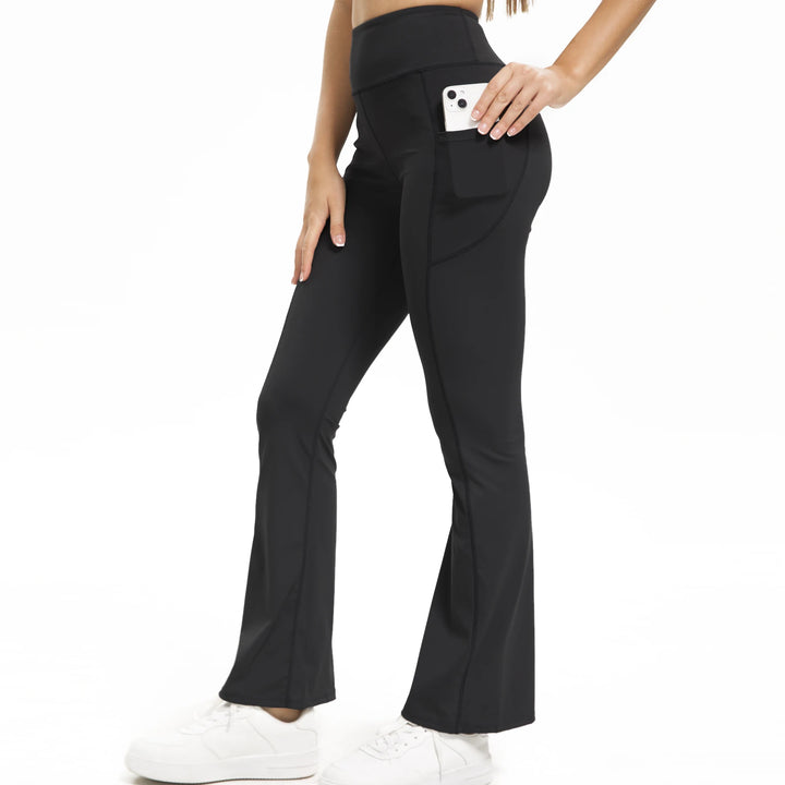 Women Flare Leggings High Waist Wide Leg Yoga Pants With Pocket Seamless