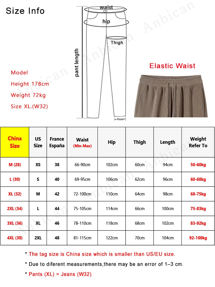 2024 New Winter Fleece Joggers Men Warm Sweatpants Double-Sided Velvet Loose Casual Pants Male Thick Thermal Trousers