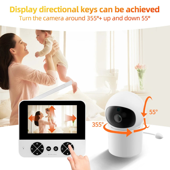 4.3 "video baby monitor with gimbal camera 2.4G wireless two-way audio night vision crying temperature detection security camera