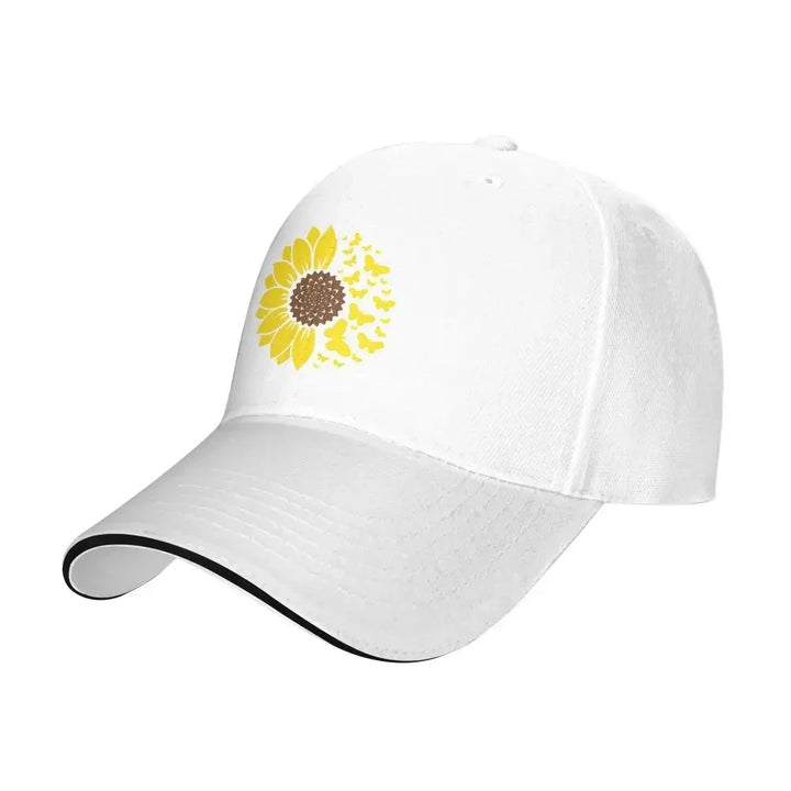 Sunflower & Butterflies Baseball Hat - Casual Hip-Hop Style