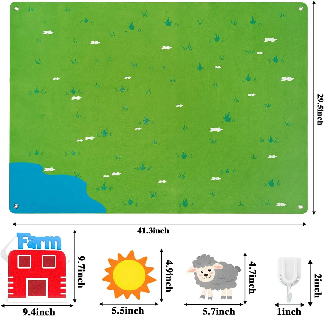 Felt Story Board Set Toy for kids Farm Animals Preschool Education Early Learning Interactive Play Mat Wall Hanging Gift for To