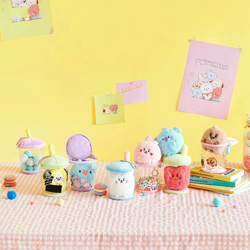 KPOP Line Friends Bubble Tea Plush Keychain - Cute Gift