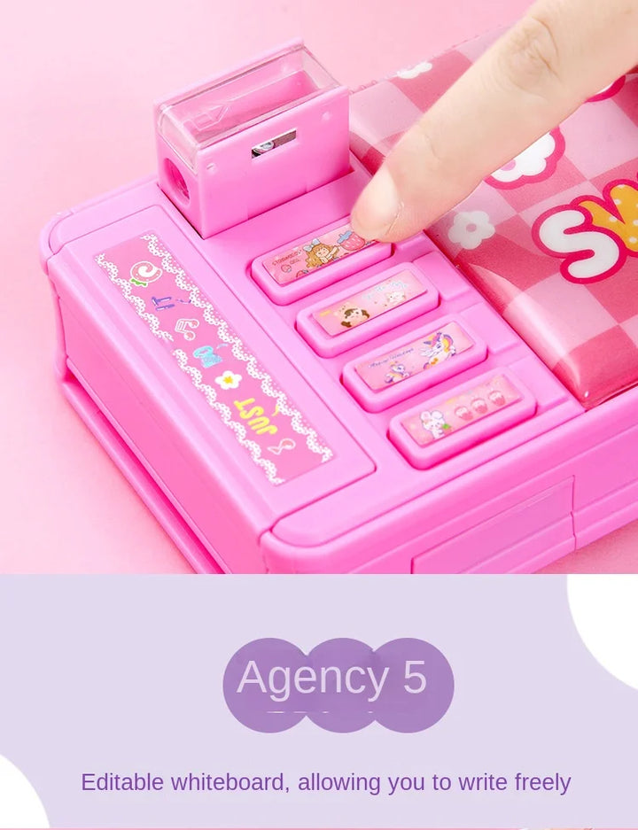 Multi Functional Stationery Box Smart Female Password Lock High Tech Pencil Case  Mechanism Bilayer Girls School Students