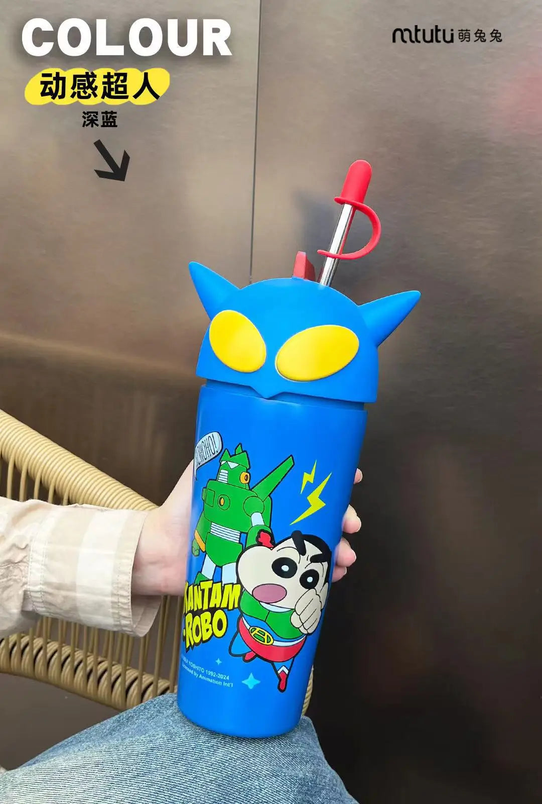 Kawaii Crayon Shin-chan Thermos Mug Food Grade Material Stainless Steel Mug Easy to Carry Cartoon Children's Straw Mug Gifts