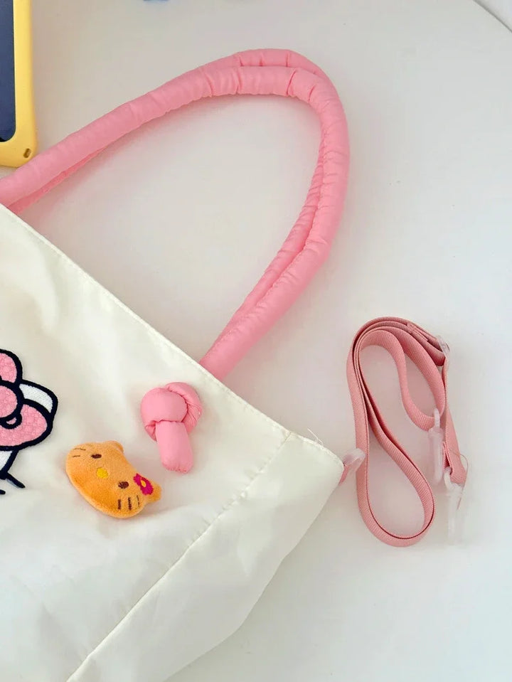 Kawaii Hello Kitty Y2K Fashion Soft Shoulder Bags Cute Cartoon Versatile Large Capacity Tote Handbags Birthday Gifts Girls Women