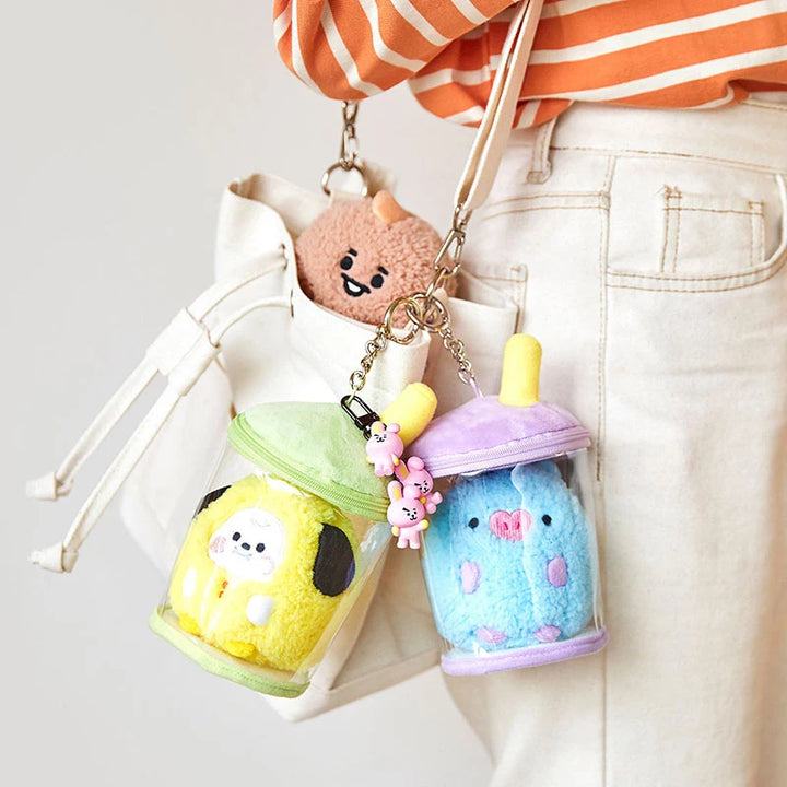 KPOP Line Friends Bubble Tea Plush Keychain - Cute Gift