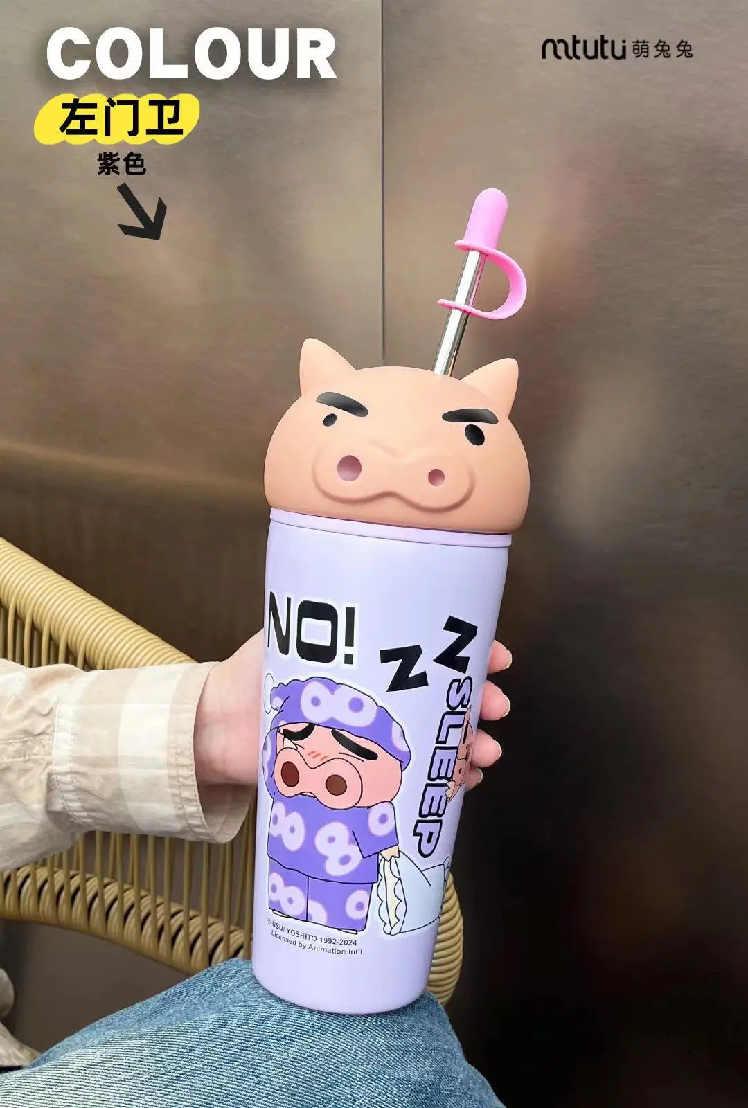 Kawaii Crayon Shin-chan Thermos Mug Food Grade Material Stainless Steel Mug Easy to Carry Cartoon Children's Straw Mug Gifts