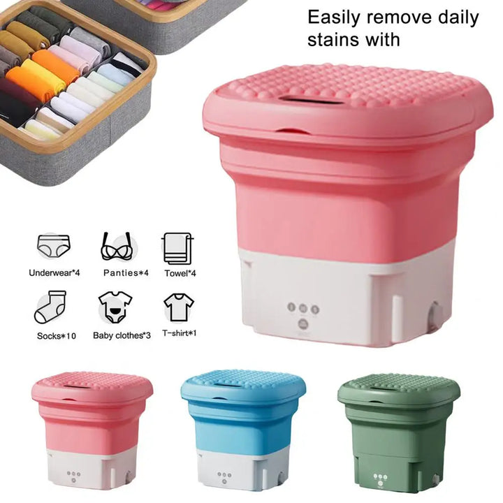 Portable Foldable Washing Machine US Plug Compact Size Low Noise Energy-saving Sock Baby Clothes Mini Washer Bathroom Supplies