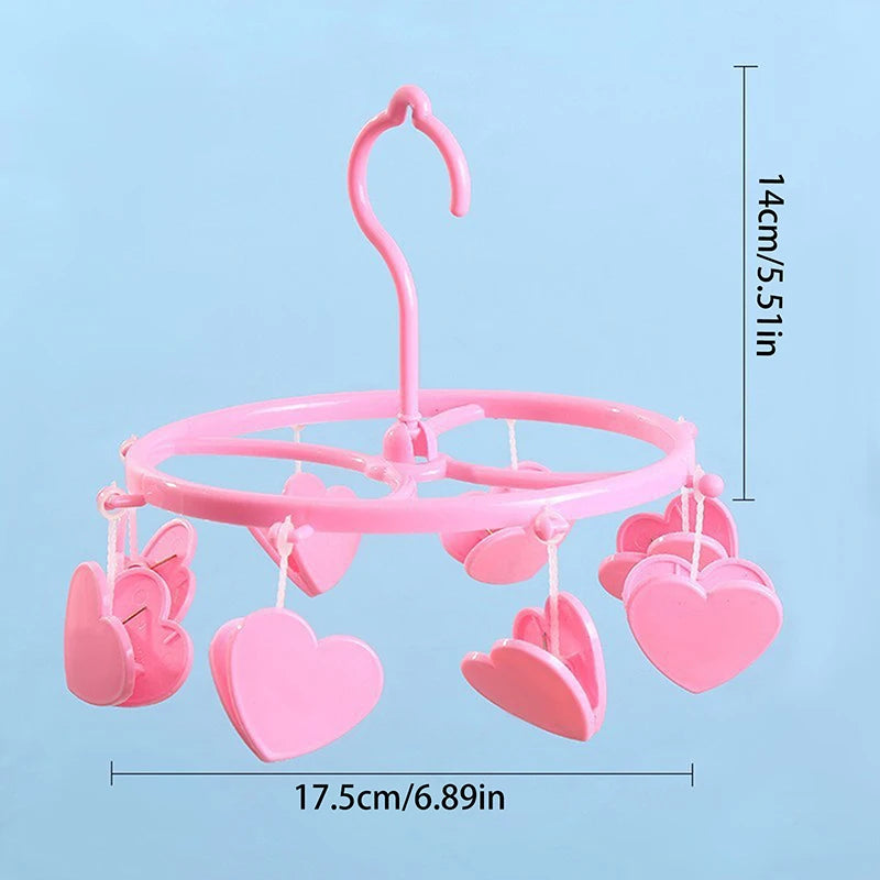 Cute Strawberry Heart Clothes Hanger Windproof Socks Underwear Drying Rack Household Storage Laundry Rack