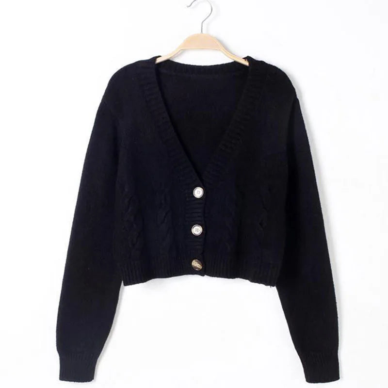 Lucyever Solid Short Cardigans Sweater Women 2022 Spring New Single Breasted Knitted Jumpers Tops Causal Long Sleeve Cardigan