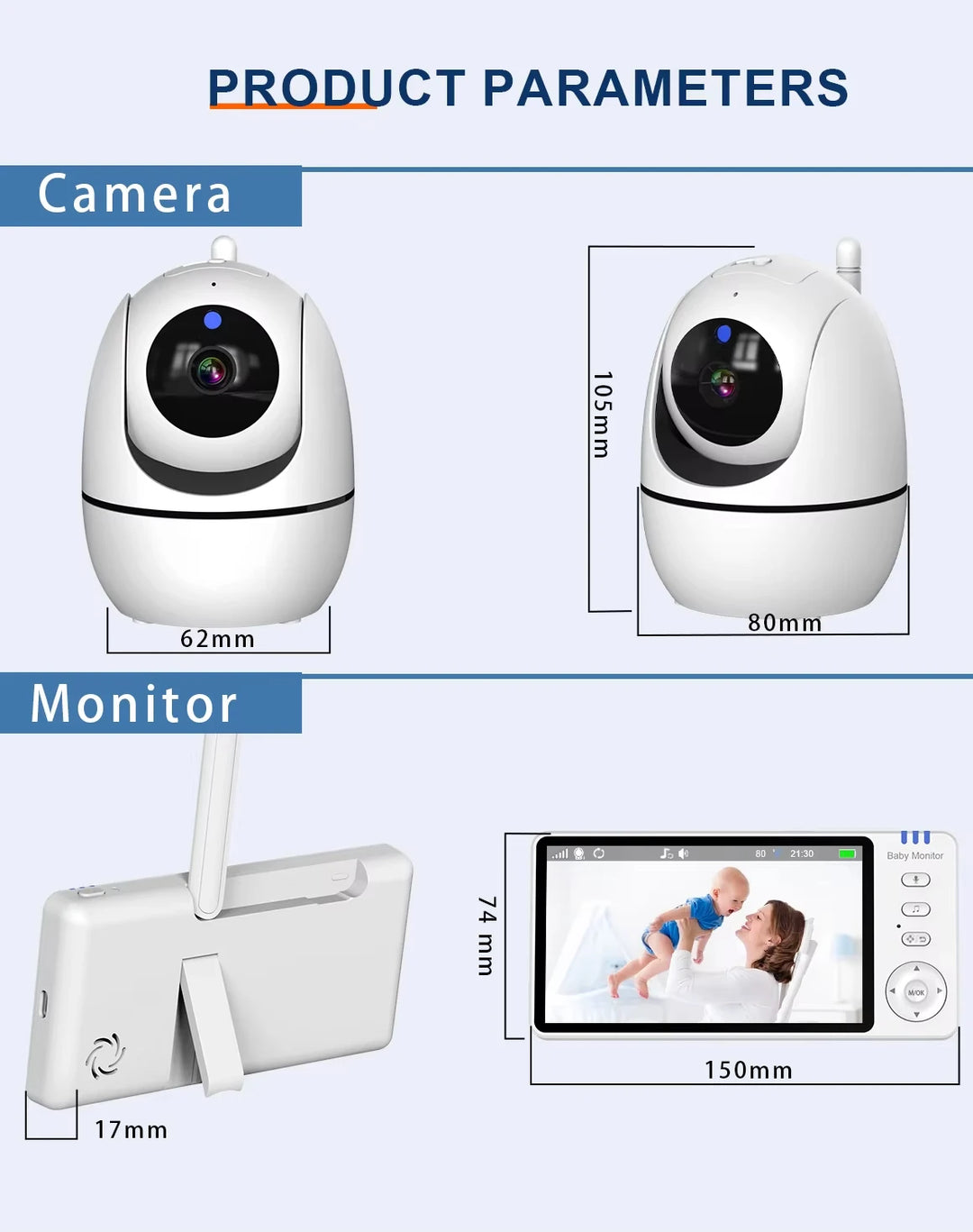 Newest 5.0 Inch Two Way Audio Temperature Night Vision Baby Crying Detection Monitoring Video Babyfoon Baby Monitor With Camera