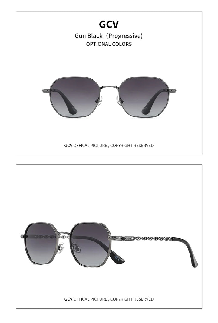 GCV brand classic retro women's rectangular square metal frame glasses, sunglasses, Polaroid lenses，Box Oculos De Sol Gafas