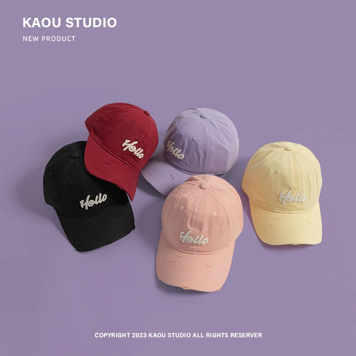 Spring and Summer Sunshade cute Baseball Caps for Women Japanese Fresh Student Sports Versatile Curved Brim Hole Men's Hats