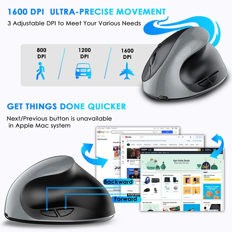 BTS-908 Hot Selling Rechargeable Vertical Mice Ergonomic Wireless Mouse