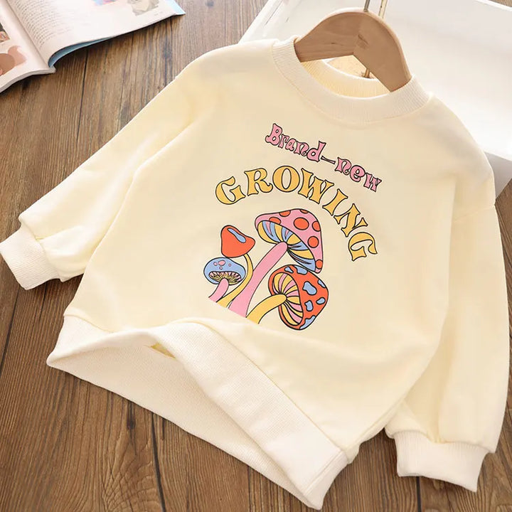 Girls Cartoon Cute Casual Round Neck Hoodie Childrens Girls Clothing For Autumn Cotton Versatile Fashion Kids Girl Pullover Top