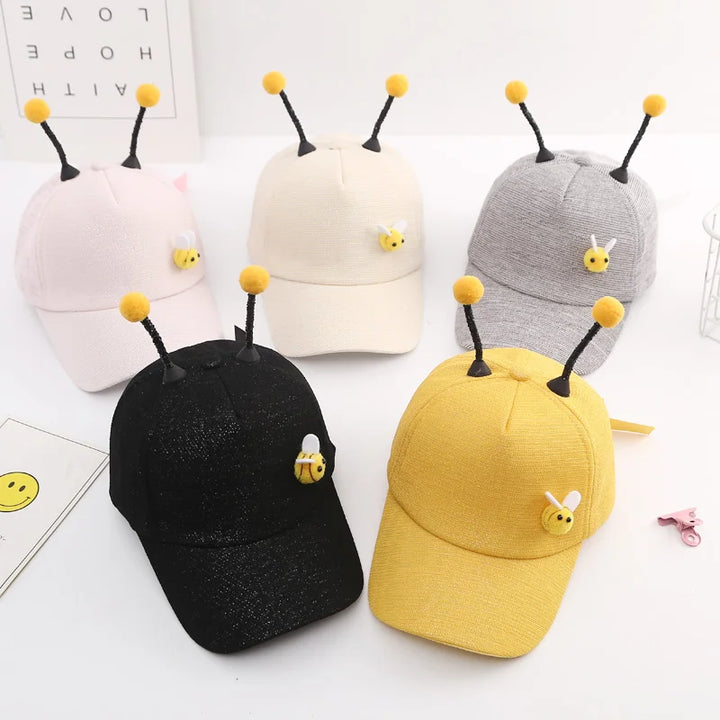 Children Baseball Cap For Girls Boys 3D Little Bee Adjustable Mesh 2024 Summer Kids Hip Hop Hat Sun Cap