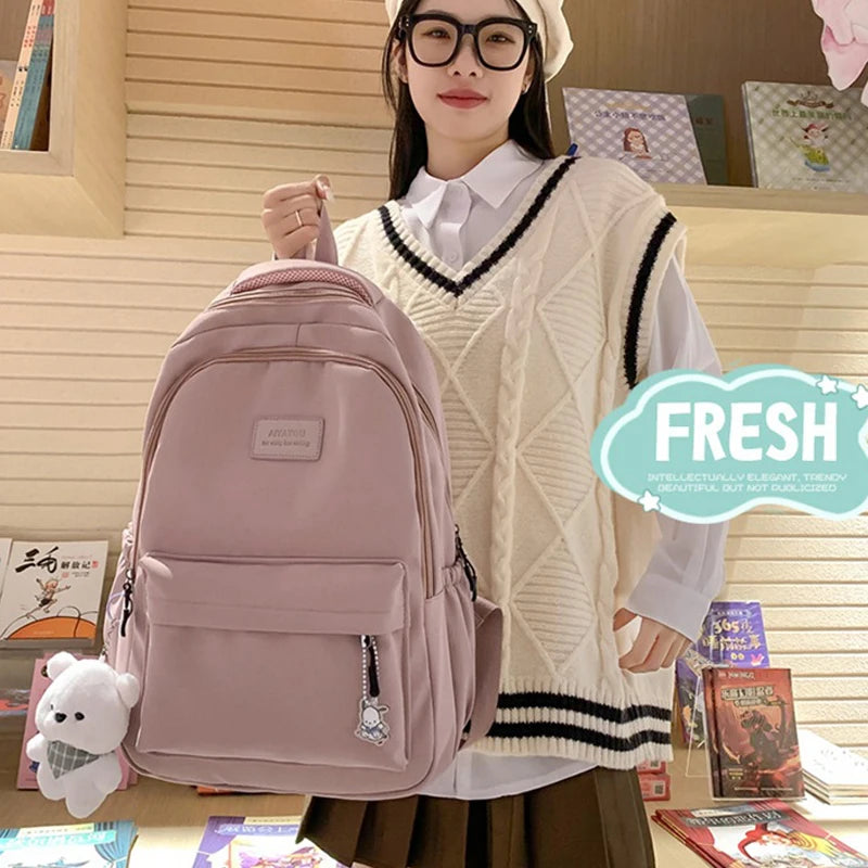 New Female Fashion Lady High Capacity Waterproof College Backpack Trendy Women Laptop School Bags Cute Girl Travel Book Bag Cool