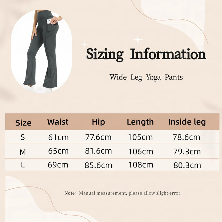 Women Flare Leggings High Waist Wide Leg Yoga Pants With Pocket Seamless