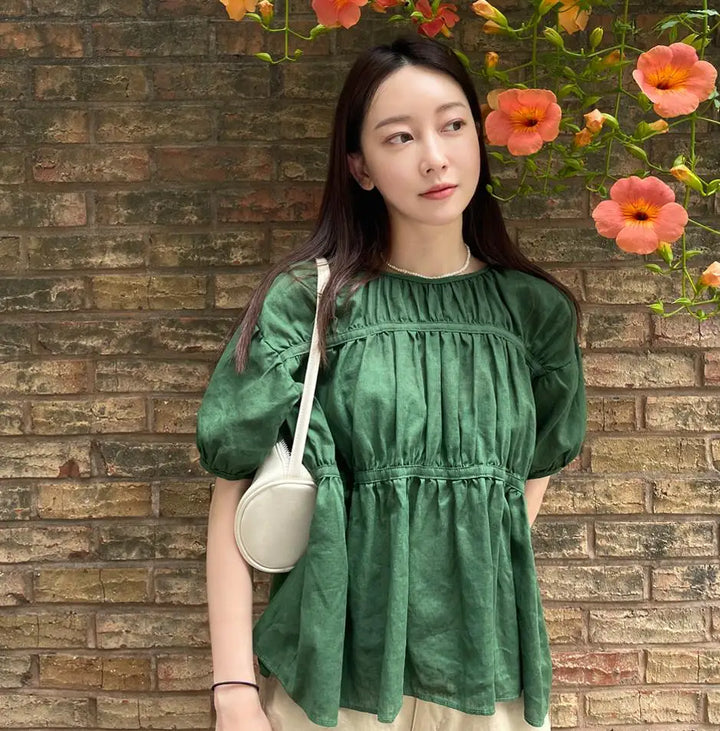 Summer Pullover T-Shirts Tops Women Loose Ruffle Pleated Fashion Ladies Cropped Blouses Casual Short Sleeve Korean Woman Tops