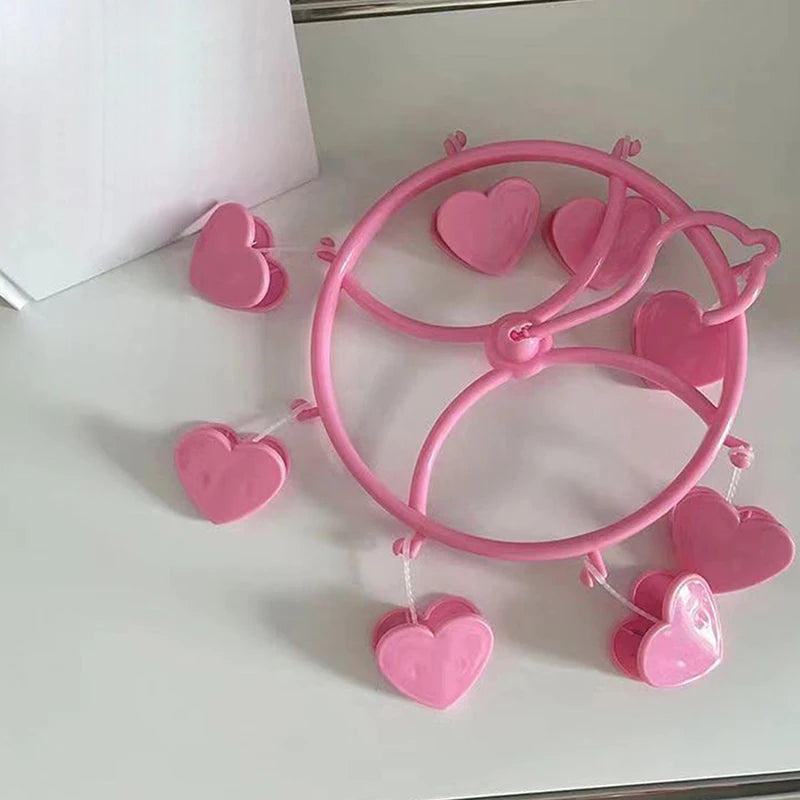 Cute Strawberry Heart Clothes Hanger Windproof Socks Underwear Drying Rack Household Storage Laundry Rack