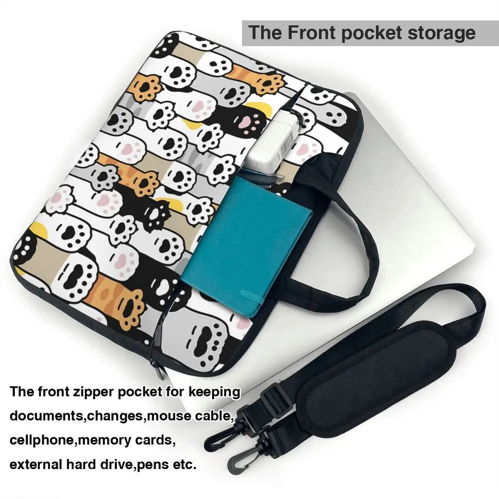 Laptop Bag Cat Paw Kitten Footprint Notebook Pouch Animal Cartoon Portable 13 14 15 15.6 Fashion Computer Pouch For Macbook Air