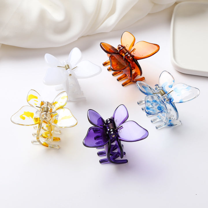 Prettyou 6cm×5cm Small Size Hair Claw Butterfly Design Comfortable Plastic All Seasons Claw Banana Clip Accessories for Women