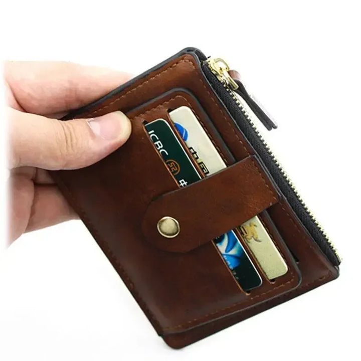 Men Fashion Credit ID Card Holder Wallet Male Slim Leather Wallets with Coin Pocket Luxury Brand Designer Brown Business Purse