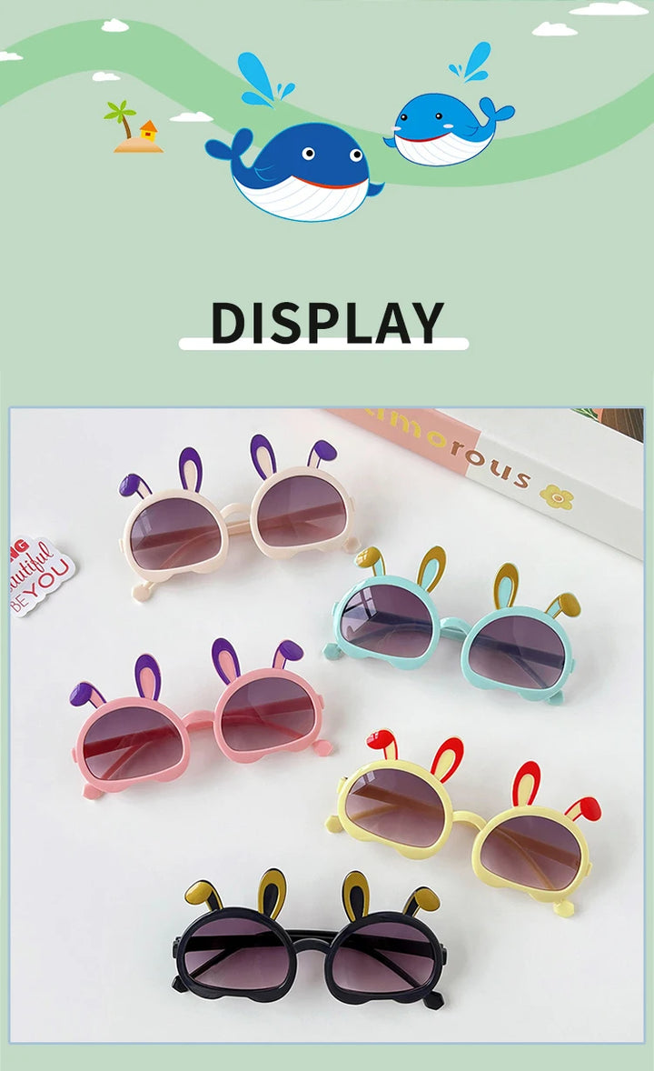 2024 New Children Fashion Colors Rabbit Ears UV400 Sunglasses Baby Girls Cute Outdoor Sun Protection Sunglasses Kid Sun Glasses