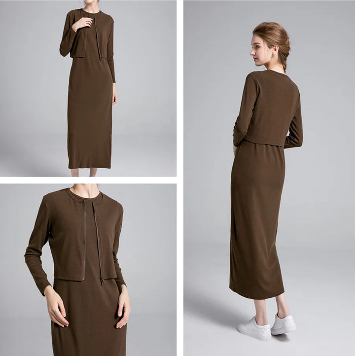 Woman cardigan Maxi Length long dress