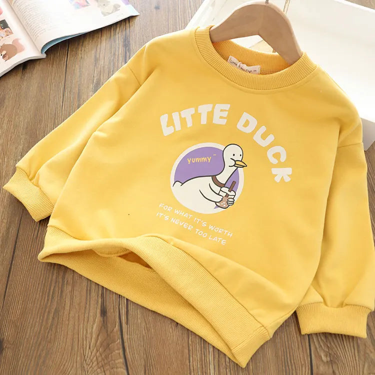 Girls Cartoon Cute Casual Round Neck Hoodie Childrens Girls Clothing For Autumn Cotton Versatile Fashion Kids Girl Pullover Top