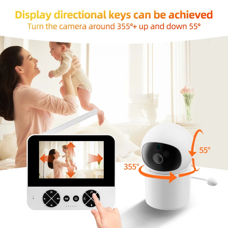 4.3 "video baby monitor with gimbal camera 2.4G wireless two-way audio night vision crying temperature detection security camera