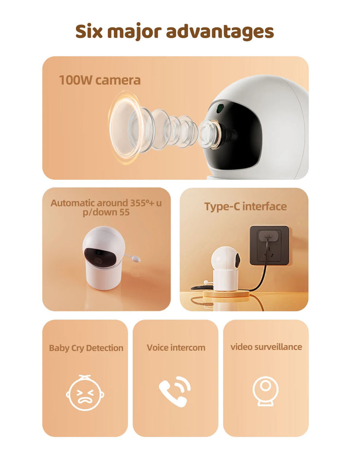 4.3 "video baby monitor with gimbal camera 2.4G wireless two-way audio night vision crying temperature detection security camera